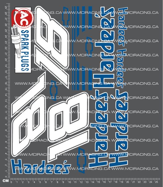 1/10TH NASCAR - DAYS OF THUNDER - HARDEES 18 DECALS