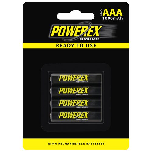 POWEREX単４型1000mAhバッテリー（４本）：低自己放電タイプ