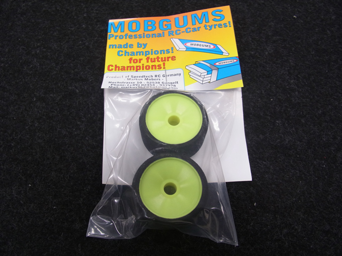 Mobgums 1/12接着整形済みタイヤ（フロント・マゼンタ：32度）  ：ディッシュホイール
